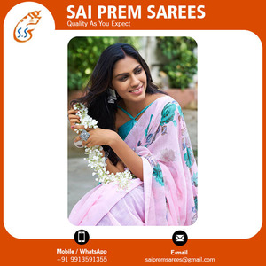 Sari de seda y algodón Banarasi para mujer, estilo étnico de lino suave de India para ocasiones especiales, ropa india y pakistaní - Product Image 4