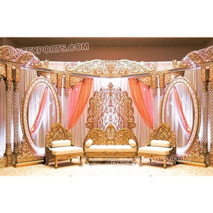Escenario de boda decorado con pilares delgados, escenario de boda con temática mogol, grandes escenarios de boda indios en EE. UU. - Product Image 1