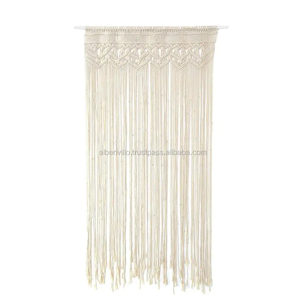 Indoor Large Macrame Curtain Made of Pure Cotton Rope Macrame Wall Hanging Curtains by Indian Supplier