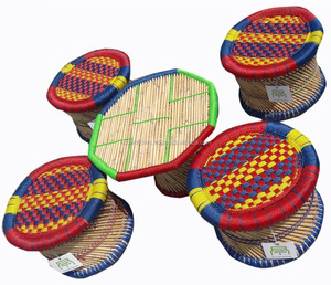 Taburete otomano de bambú sólido diseño tradicional consola portátil incrustaciones de hueso para dormitorio uso al aire libre taburete otomano PUF tapizado - Product Image 2