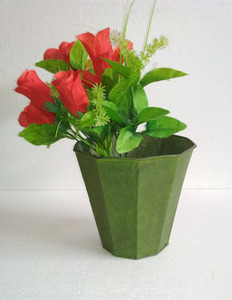 Jardinière ronde en métal Vase à fleurs intérieur extérieur balcon Patio Pot à plantes maison jardin bureau floraison - Product Image 1