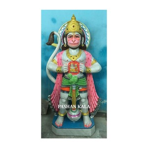 Colorful Marble Beautiful Hanuman Standing Statue - Product Image 1