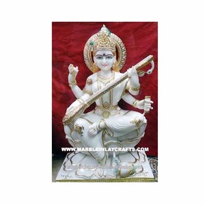 Marble Murti Of Saraswati Maa Sculpture - Product Image 1
