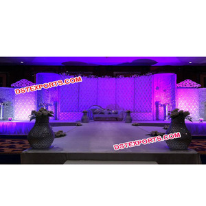 Panel de fondo de cuero para escenario de boda, decoración de escenario de boda india, color blanco - Product Image 1