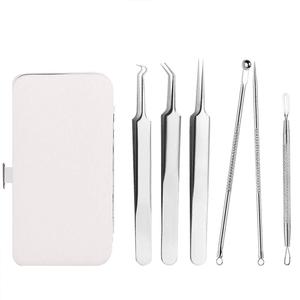 Kit de 6 outils pour éliminer les points noirs, kit pour éclater les boutons, acier inoxydable, finition miroir de luxe, traitement du visage, extracteur réutilisable - Product Image 1