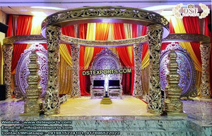 Mandap en bois pour mariage indien, mandap artisanal en bois, mandap de mariage de conception antique, décoration d'événement au Canada - Product Image 4