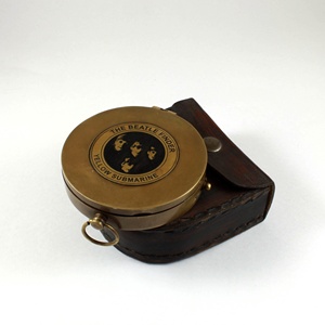 Brújula de latón antiguo 3 \ "Estuche de cuero con acabado vintage Regalo de Navidad Año Nuevo Día del Padre Aleación de vidrio de metal - Product Image 3