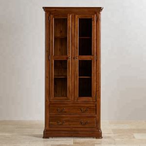 Vitrine en bois d'acacia massif, armoire d'exposition en bois - Product Image 2