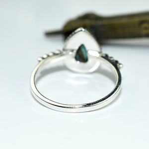 Superbe bague en argent Sterling 925, Turquoise verte en forme de poire, bijoux de créateur, bijoux fins - Product Image 4