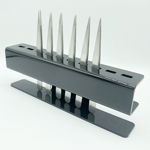 Pinzas de pestañas de acero inoxidable sostenibles Pinzas de extensión de pestañas rectas con acabado opaco para separación de pestañas personalizables - Product Image 2