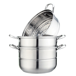 Juego <span class=keywords><strong>de</strong></span> olla <span class=keywords><strong>de</strong></span> vapor y pila <span class=keywords><strong>de</strong></span> acero inoxidable, 3 capas, <span class=keywords><strong>con</strong></span> <span class=keywords><strong>tapa</strong></span> <span class=keywords><strong>de</strong></span> <span class=keywords><strong>vidrio</strong></span> - Product Image 4