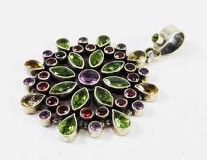 Colgante de plata de ley 925 con piedras multicolor, joyería de calidad superior - Product Image 3