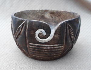 Wooden Carved Colored Yarn <b>Bowl</b> in <b>Knitting</b> Perfect for promotional gifts, branded merchandise, or retail packaging by AYAANS - Product Image 1