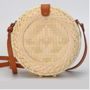 Bolso Hobo de Paja de Bambú Estilo Casual para Mujer, Correa de Cuero PU, Bolso de Mano de Ratán Hecho a Mano, Forro de Lona de Lino, Estilo Informal, Una Correa - Product Image 2