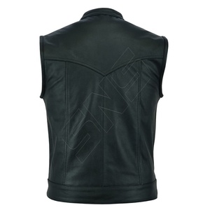 New Design Men's Motorbike Leather Biker Vest with <b>Button</b> Closure Windproof & Eco-Friendly Body Protection for Viking Cycle - Product Image 3