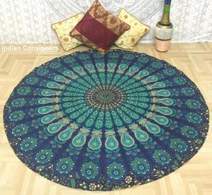 Paon Mandala Méditation Tapis De Yoga Serviette De Plage Petit Roundie 49 Pouces Tapisserie En Coton Doux Pour La Décoration Intérieure Par Les Expéditeurs Indiens - Product Image 3