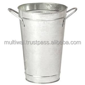 Vase en étain rustique, côtés ondulés, vase en métal galvanisé pour la décoration de la maison - Product Image 2