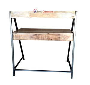 Vintage Industrieel Metalen Frame Mango Hout Bureau Studie Tafel Kant-En-Klaar Kantoormeubilair