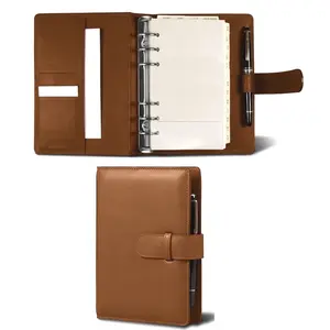 Premium leather portfolio, vintage leather organizer padfolio for documents, a4 notepad, brown