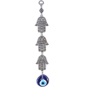 Lacy 3 mano Hamsa colgante de pared decoración hecho a mano de vidrio mal de ojo de Turquía - Product Image 1