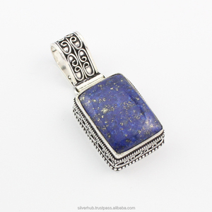 Pendentif en pierre précieuse Lapis Lazuli, argent Sterling 925, fait à la main, pendentif de style Boho, naturelle - Product Image 5