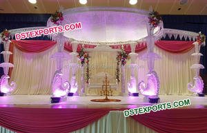 Mandap de boda de cristal de fibra de diseñador, conjunto de mandril de cristal para boda india - Product Image 3