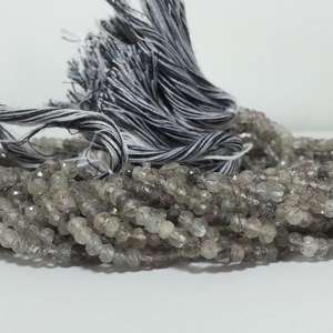 4mm Naturel Noir Rutilé Quartz Facettes Perles de Pierres Précieuses Brin à Pierres Prix de Gros Boutique Revendeur En Ligne Fournisseur Régulier - Product Image 1