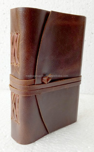 Carnet de notes vintage à couverture rigide en cuir souple marron véritable avec fermeture à sangle à rabat mignon planificateur en papier école bureau utilisation intemporelle - Product Image 5
