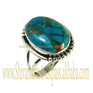 Anillo de turquesa con piedras preciosas naturales, joyería de plata de ley 925 sólida, anillos de plata hechos a mano, exportador - Product Image 2