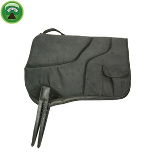Tapis de selle d'équitation en cuir synthétique noir - Product Image 4