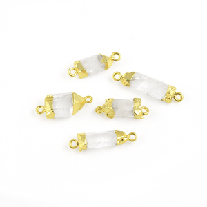 ชิ้นดิบ Selenite เจาะคู่ทองจี้เคลือบด้วยไฟฟ้าหรือตัวเชื่อมต่อ - Product Image 5