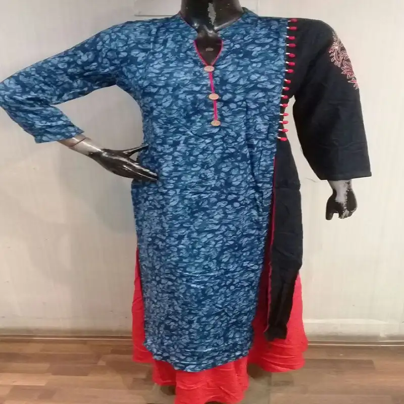 Blue Punjabi lange kurtis mit hals designs