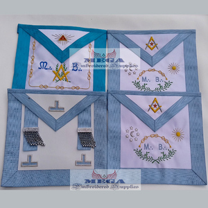 Tablier maçonnique du Rite Français MB, imitation cuir/peau d'agneau, col à ruban, régalia maçonnique, broderie, patch, travaux d'aiguille - Product Image 2