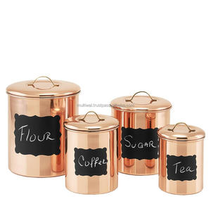 Hammered Copper <b>Canister</b> <b>Set</b> of 4 Pcs for Home Hotel Restaurant Use - Product Image 4
