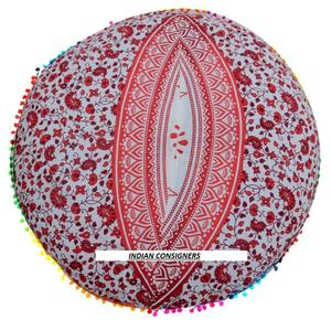 ปลอกหมอนอิงพื้นทำจากผ้าแมนดาลาทรงกลมตกแต่งบ้านปลอกหมอนผ้าฝ้ายทำด้วยมือ - Product Image 5