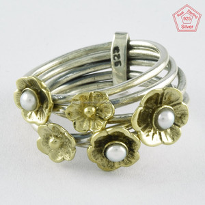 Natural Pearl Gem Stone 925 STerling Silver Beauty <b>Ring</b> - Product Image 1