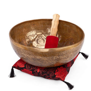 Cuenco tibetano de latón metálico con BUDAS - Product Image 1
