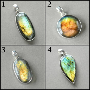 Pendentif en argent de labradorite naturelle allemand, pierre précieuse, vente en gros, multi-feux - Product Image 2