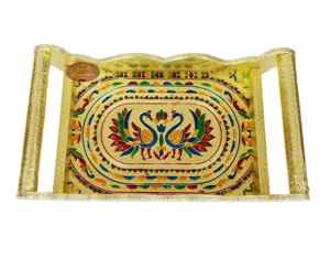 Bandeja de Madera con Diseño de Pavo Real Doble - G.M. Bandeja de Servir Hecha a Mano de Estilo Real (12 x 6.5 x 3.5 Pulgadas) - Product Image 5