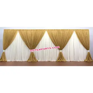 Modern Style Lightweight Wedding <b>Stage</b> Party Backdrop Decoration Fabric Draped Mandap Curtains with Customizable Size & Color - Product Image 1