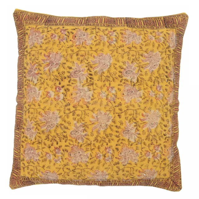 100% Cotton Jaipur India Floral Yellow Block Printed Cushion Cover, Handmade eco freundliche baumwolle block gedruckt <span class=keywords><strong>kissen</strong></span> <span class=keywords><strong>kissen</strong></span>