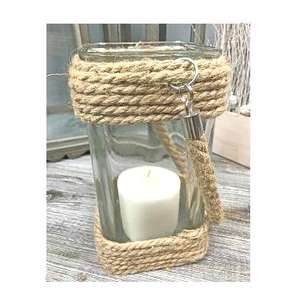 Colgante votivo de vidrio con jarra de yute, vela votiva de vidrio, barata, venta al por mayor - Product Image 5