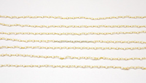 ลูกปัดเจียระไนแบบ3-4มม. ทำด้วยมือสีชมพูหินควอตซ์ชุบทอง - Product Image 3