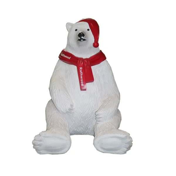 Estátua de urso polar branca de resina de fibra de vidro tamanho de vida para decoração