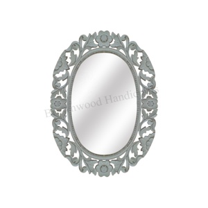 Cadre de miroir ovale en bois MDF fait main vintage Design rustique pour la décoration murale dans les intérieurs de maison et de bureau Pièce décorative abordable - Product Image 1