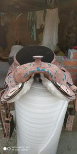 VENDO Sillín de cuero occidental de CUERO GENUINO con herramientas manuales completas de color verde azulado EN; dólar 60 tamaños 14 15 16 17 18 - Product Image 3