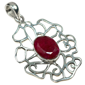 Colgantes de plata de ley 925 con bisel rojo, joyería de plata de ley 925 con forma ovalada auténtica, venta al por mayor - Product Image 1