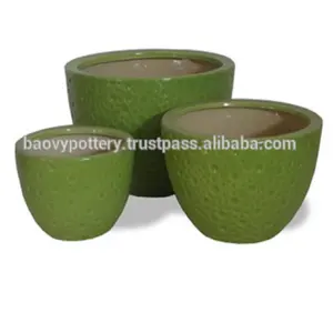 glazed cup planter, indoor ceramic, clay decorative pot // Vietnam Pottery Supplier