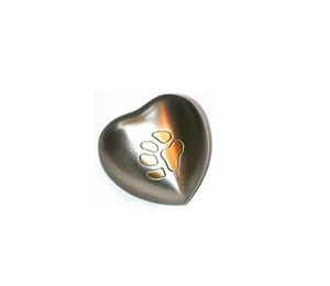 Urne funéraire personnalisée en laiton en forme de cœur argenté avec empreinte de patte en or Urne à cendres en bronze massif pour adultes et bon marché - Product Image 4