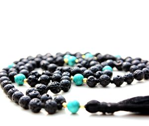 Collier de perles Mala de qualité supérieure 108, avec pompon noué, bijoux de Yoga, pierres précieuses faites à la main - Product Image 2